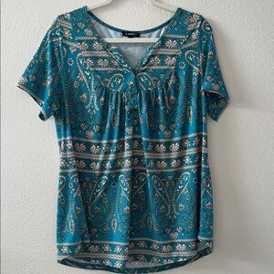 Elegant Teal Paisley Blouse for Women